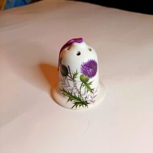Vintage* 70s Burnside Pottery Purple Thistle Porcelain Bell-shaped Potpourri